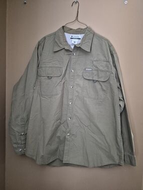 Columbia Olive Green Long-Sleeve Utility Shirt XL Preowned